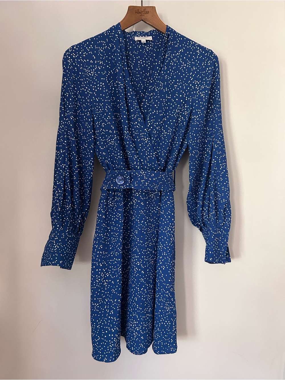 Equipment Blue Polka Dot Wrap Dress
